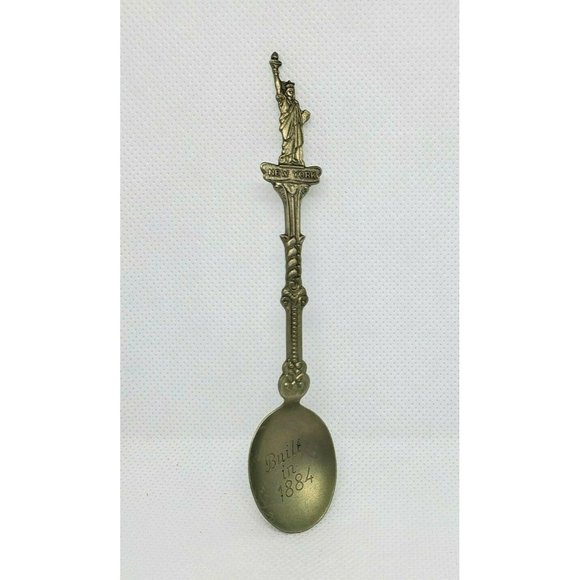 Holland Made New York Statue Of Liberty Embossed Pewter Built In 1884 Mini Spoon - Picture 1 of 12